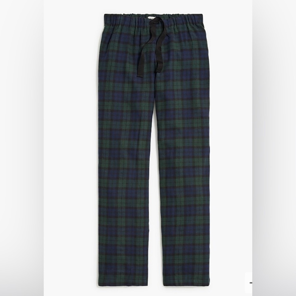 J.Crew Yarn-Dyed Flannel Pajama Pant Blackwatch Plaid 100% Cotton L. Navy green
